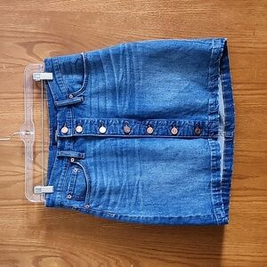 J. CREW PETITE BUTTON-FRONT DENIM SKIRT - Aster Wash - Size Petite 28